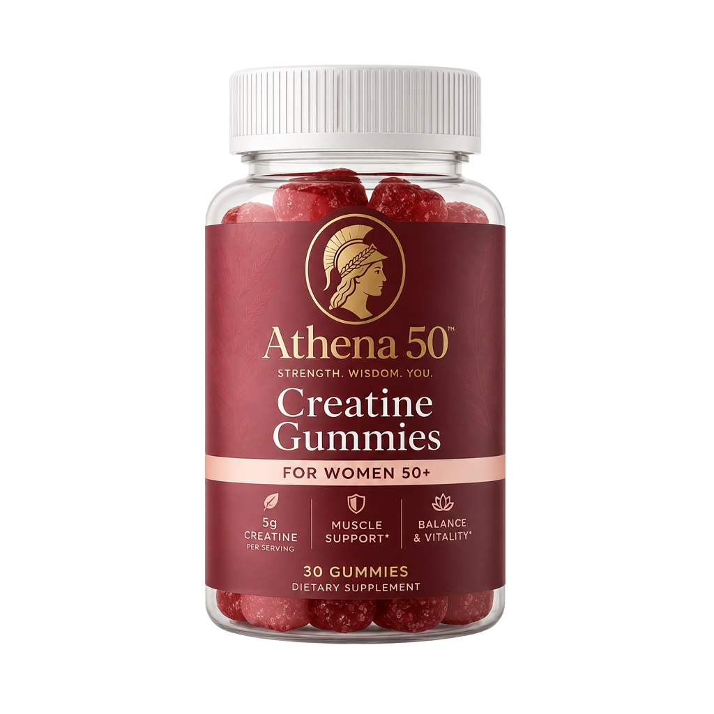 Athena 50 creatine gummies bottle with berry gummies